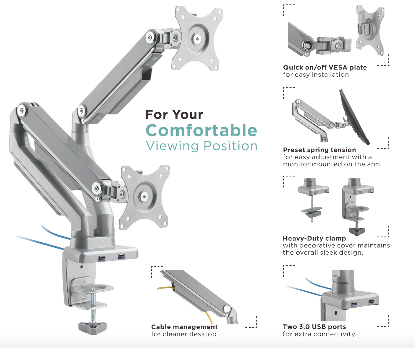 Percy Dual Monitor Arms - Sale