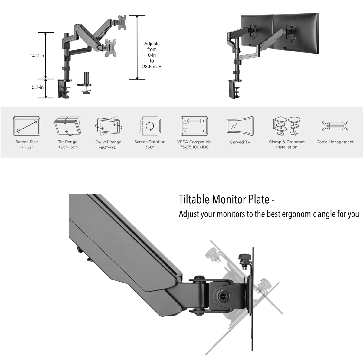 Elevator Dual Monitor Arms - Sale
